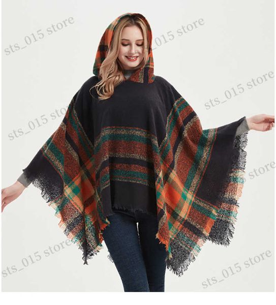 

shawls design fashion big shawls winter warm hooded scarf wrap imitation poncho plaid capes outwear cardigans sweater coat tassel cape t2309, Blue;gray