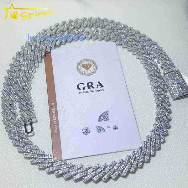 

ready to ship 10mm cuban chain vvs moissanite 925 sterling silver moissanite ice out diamond men's cuban bracelet necklace