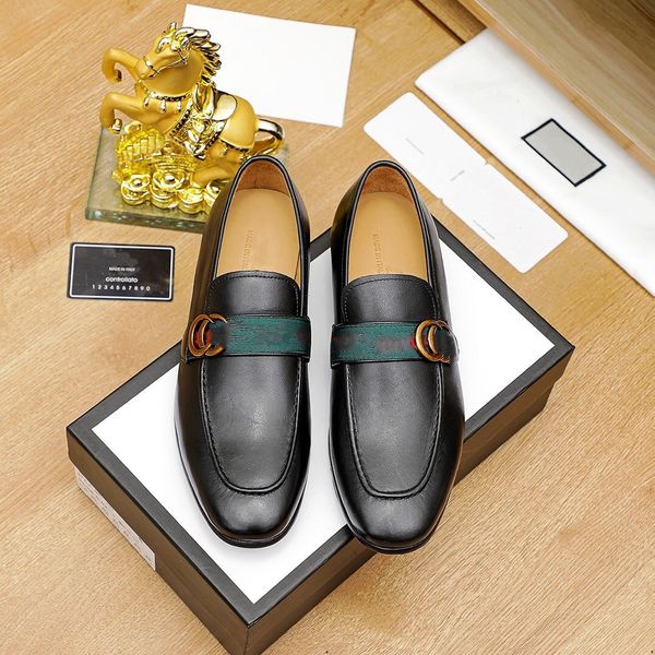 

men dress shoes designer social with suit luxury leather stylish slip on genuine wear resistant minimalist style business zapato, Black