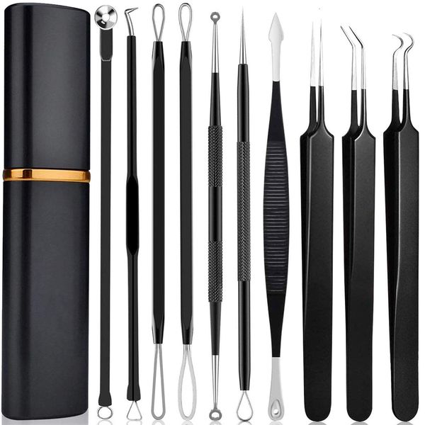 

face massager pimple popper tool kit 10 pcs blackhead remover comedone ctor zit removing for forehead and nose skin care tools 230831