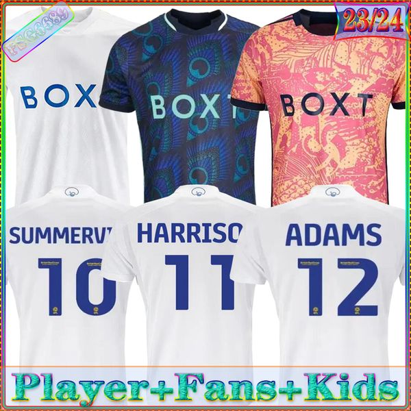 

2023 2024 bamford llorente rodrigo leeds unitedes soccer jerseys 2023 2024 adams aaronson harrison sinisterra james kids kit football shirt, Black;yellow