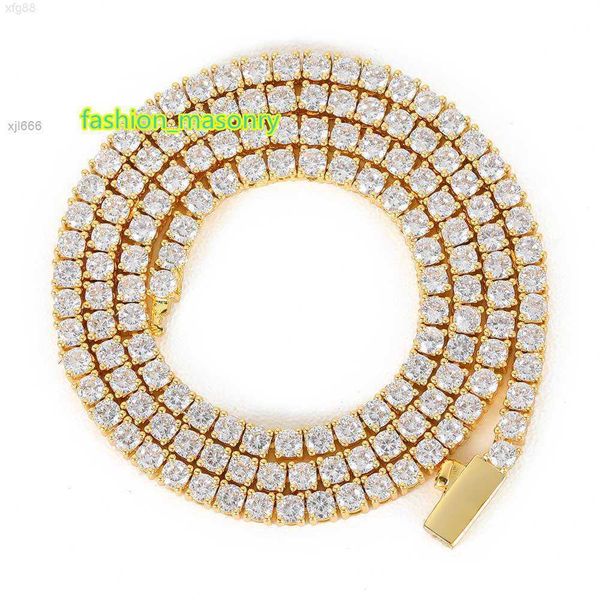 

hip hop fine necklace tennis chain gold plated 3mm 4mm 5mm zircon diamond, Silver