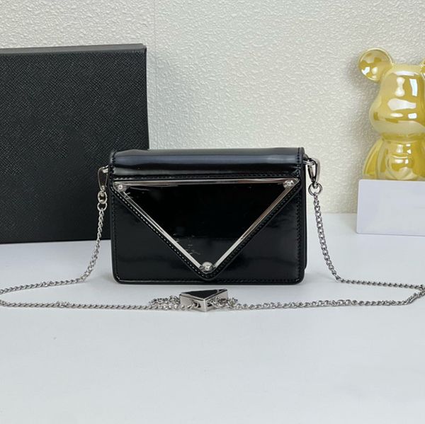 

triangular pattern chain handbags messenger bag crossbody shoulder bags shopping designer handbag purse patent leather flip pouch women adju