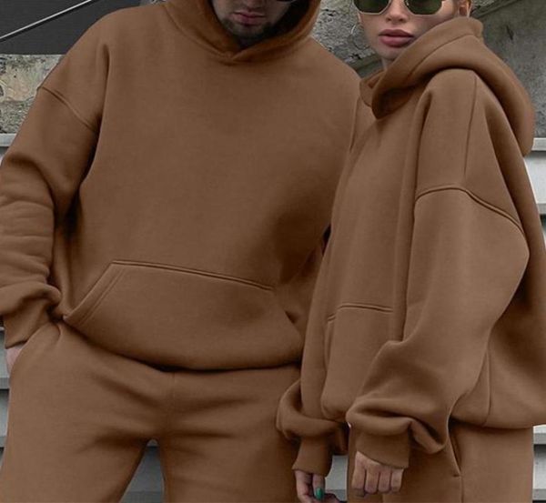 

men039s tracksuits casual men two pieces sets oversize hooded sweatshirts trouser autumn winter fleece female warm suits unisex8102429, Gray