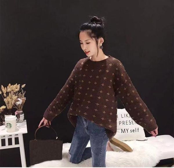 

2021 women039s dress sweater autumn winter loose embroidery knitting base female same style pullover2393629, White;black