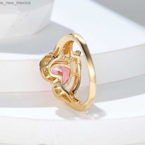 

band rings cute pink love heart rings for women gold color valentine day bridal wedding bands promise engagement ring jewelry gifts r230831, Silver