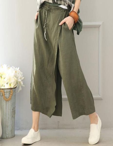 

women cotton linen wide leg pants01234567891011126107080, Black;white