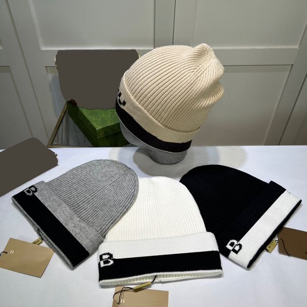 

designer beanie luxury beanie knitwear hat alphabet design versatile beanie knitted hat warm letter design hat christmas gift hat dust bag 4, Blue;gray
