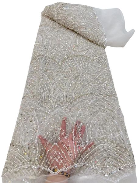 

french net lace fabric wedding dress with sequins african women tulle sewing gown 2023 5 yards nigerian ladies evening dinner party new affr, Black;white