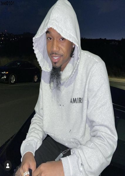 

s loose hoodie 21ss autumn and winter fashion brand splash ink worn down couple loose casual hooded sweatshirt male5748836, Black