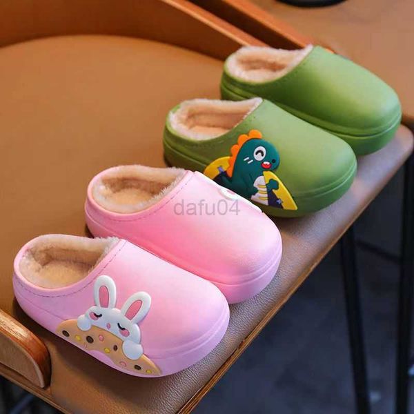 

slipper cute indoor waterproof kid cartoon warm cotton slipper anti slip sneaker home fuzzy fur baby boy girl plush fluffy winter shoe l0831, Black;grey