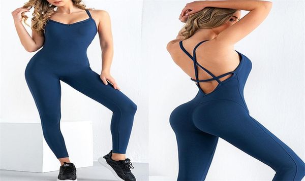 

women jumpsuit fitness criss backless bodysuits female gym athletic active sport 1pc sportswear siamese girl 2207044702363, Black;white