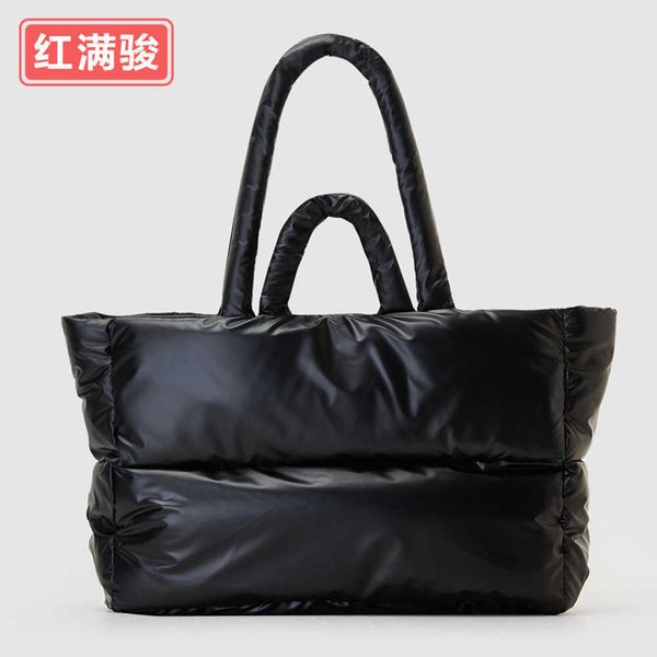 

down cotton jacket tote bag for women, fashionable and simple filled cotton single shoulder diagonal cross bag, niche soft handbag, autumn a