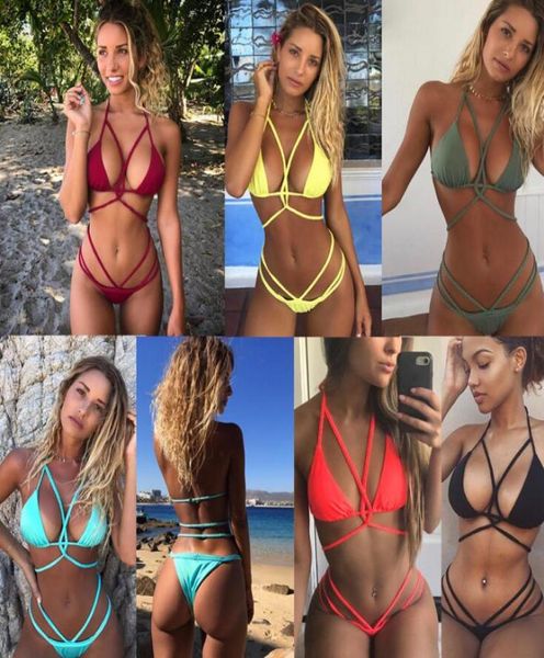 

2018 new bikinis women swimsuit twopieces bath suits bikini set bathing suits swim halter push up beach wear plus size swimw9440224, White;black