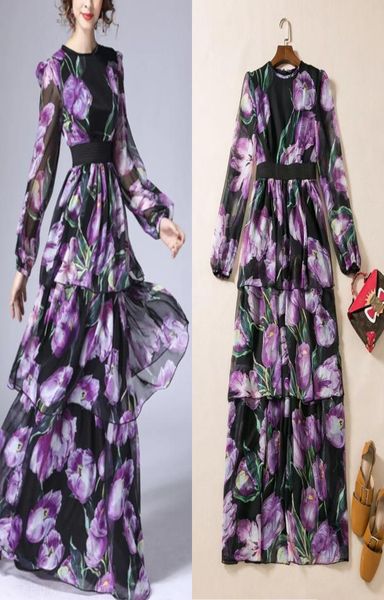 

tulip purple temperament longsleeved runway dress4883721, Black