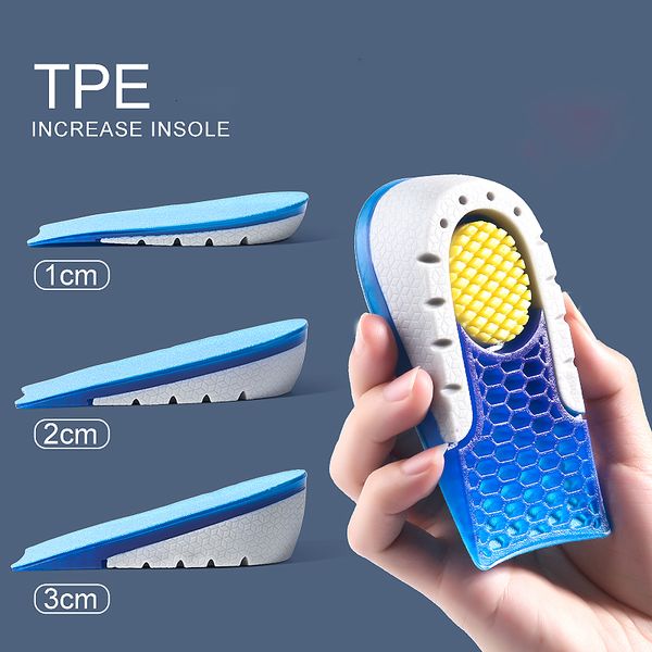 

shoe parts accessories tpe heightened insole height increase half shoes pad men women silicone gel invisible growing heel 1-3cm lift soles 2, White;pink