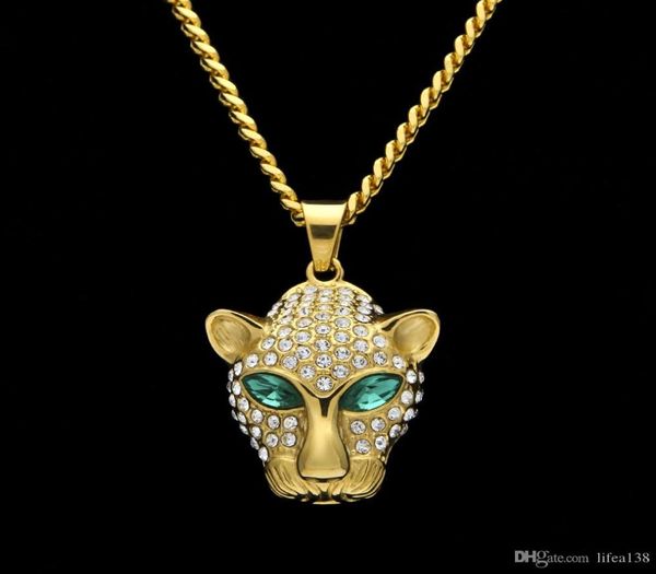 

men hiphop iced out bling leopard 5cm pendant necklaces cz three a zircon animal shape men hip hop jewelry3811433, Silver