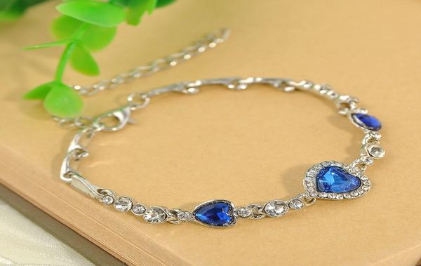 

new design deluxe austrian crystal love pendant bracelet birthstone ocean heart crystal peach shape rovski elements bracelet6536235, Black