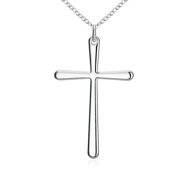 

europe trade statement 925 silver jewelry men039s jesus cross pendant necklace classic simplicity chain necklace for women men7680495