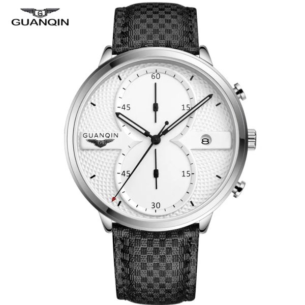

relogio male clock leather dial big quartz luxury brand chronograph watches guanqin masculino wrist men watch mens sport, Slivery;brown