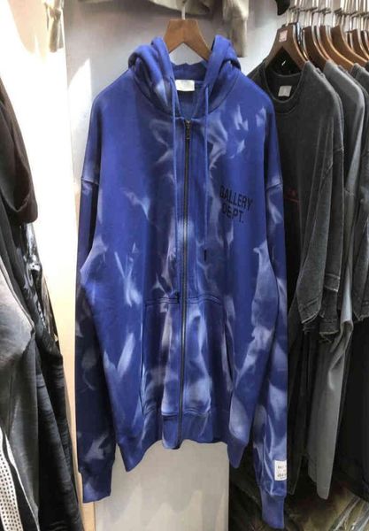 

y. fashion brand autumn and winter men's zipper hoodie tie dyed vintage thickened plush jacket ad2m9186146, Black