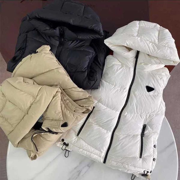 

womens vests jackets fashion short hooded vest long style slim zipper outwear windbreaker pocket outsize lady warm coats s, Black;white
