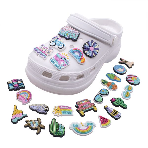 

anime baby girl flower nature charms wholesale childhood memories funny gift cartoon charms shoe accessories pvc decoration buckle soft rubb, Blue