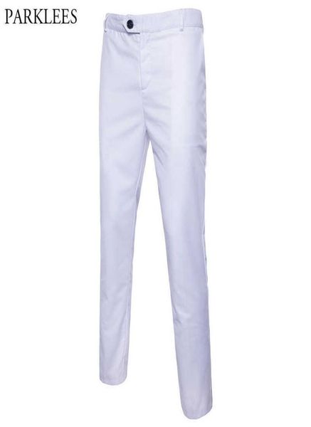 

white slim fit straight dress pants men 2019 new formal business trousers male flat front casual wedding groom suit pants male g108260440, Black