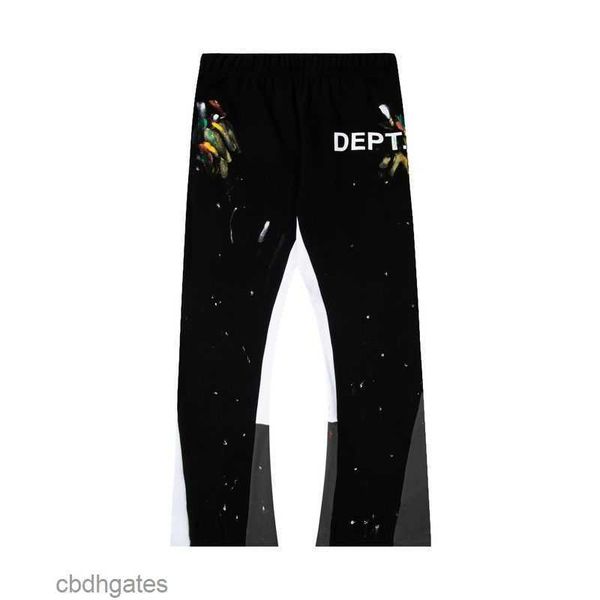 

winter pant mens fashion gallerry deptt sweat high version new products autumn pants american brand color hand-painted casual men long women, Black
