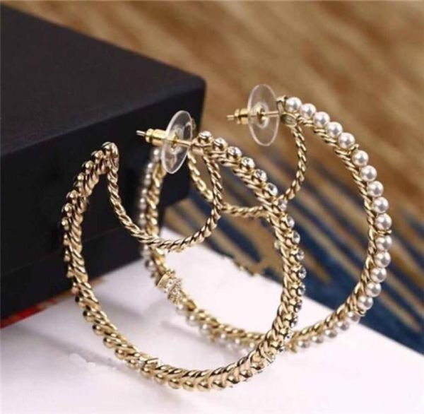 

fashion brand have stamps moon pearl hoop earrings aretes for lady women party wedding marry jewelry engagement lovers gift with b1765538, Golden;silver