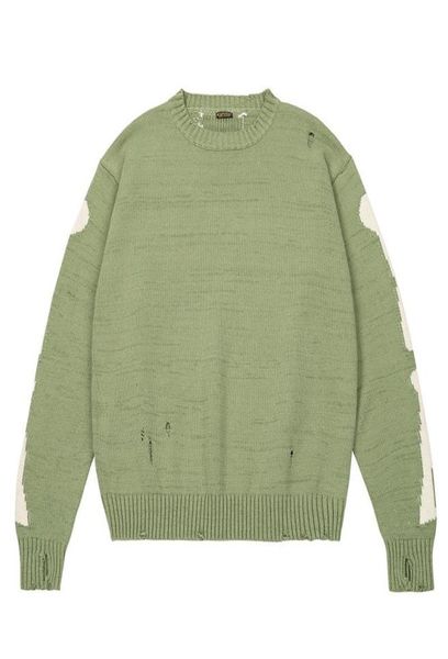 

green kapital loose skull print men and women quality high street hole retro knitted sweater men039s sweaters2120719, White;black