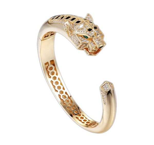 

fashion bracelet bangle jewelry cz pave designer women luxury cuff bracelet and leopard open ring jewellery7094980, Black
