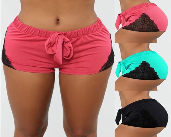 

women booty shorts summer casual skinny shorts lace patchwork sports yoga short pants ladies shorts pajamas 0507163799568, White;black