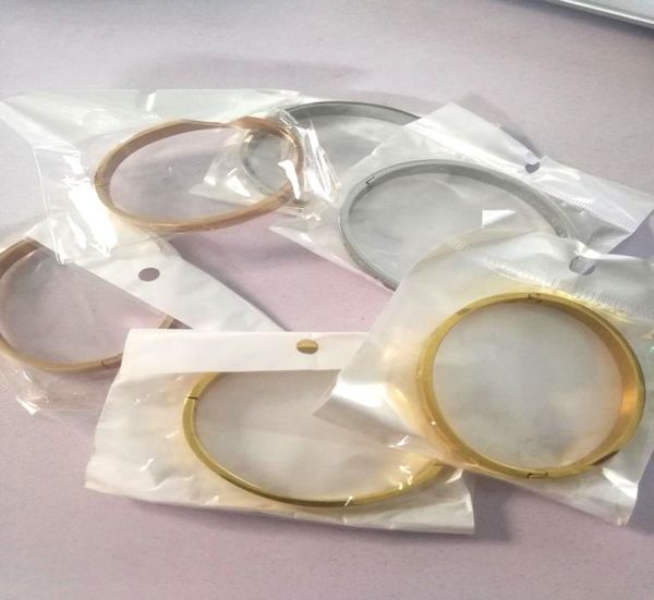 

love brand gold bangle titanium steel for men women side open mouth luxury charm bracelet rhinestone whole couple jewelry rose3072188, Black