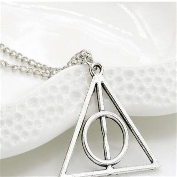 

porter necklace luna deathly hallows triangle circular pendant retro necklace sweater chain 60pcs lot w662273f, Silver