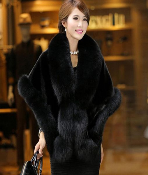 

faux fur coat female long section mink hair 2018 new korean version of the imitation fur collar shawl1440476, Black