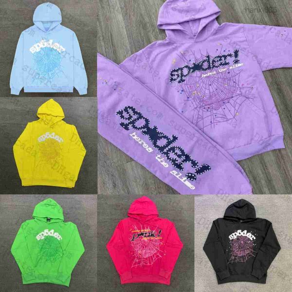 

sp5der hoodies young thug 555555 angel pullover pink red hoodye men quality shoe sp5ders printing spiders web sweatshirts h7g4# s-xxl, Black