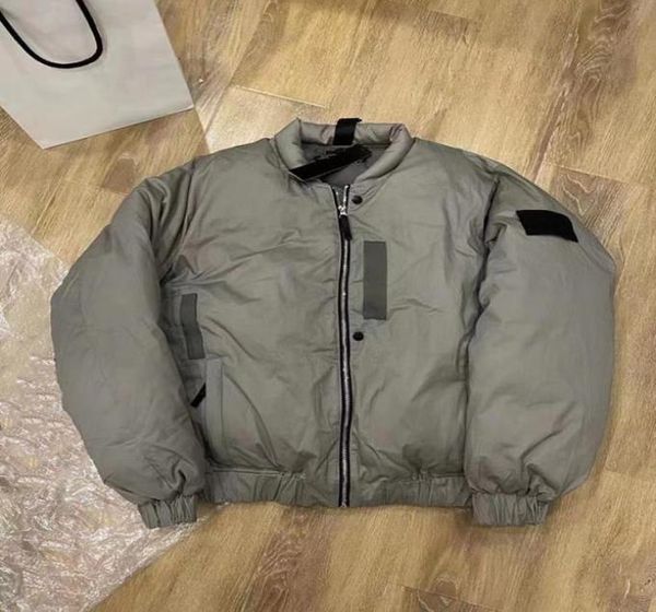 

brand men's parkas winter stand collar 3m reflective strip casual cotton suit high street men's and women's parka size m-2xl, Black