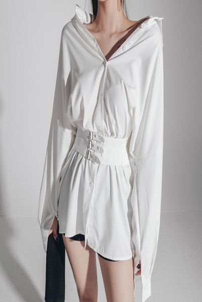 

spring women fashion white shirt dress office ladies turn down collar long sleeve casual vestido chic elegant mini dresses 2105265085029, Black;gray