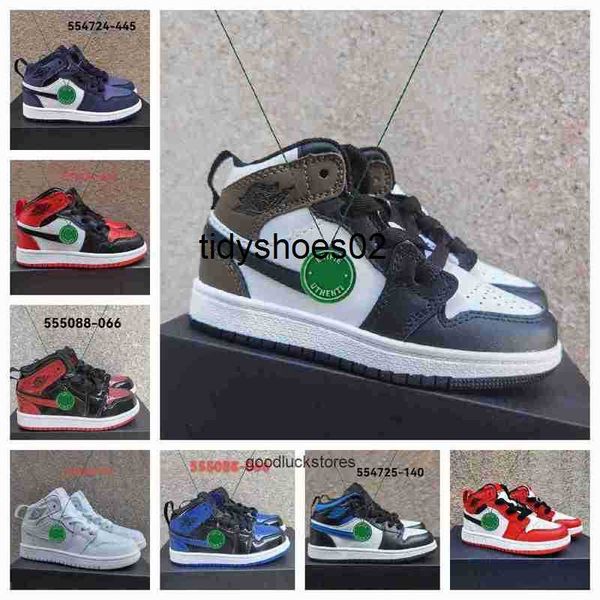 

2023 air 1 children kids shoes jumpman 1 unc homage to home royal blue big kid men designer boy girl youth basketball shoe travis, Black
