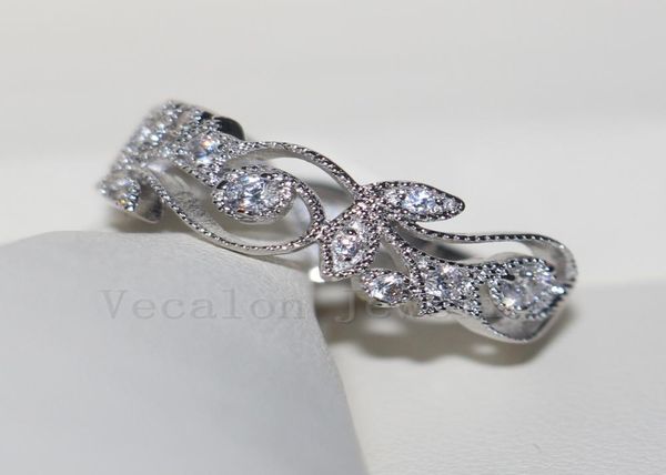 

vecalon brand flower design women jewelry ring z cz diamond 925 sterling silver engagement wedding band ring for women gift1552083, Slivery;golden