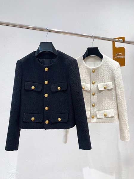 

women's jackets autumn winter small fragrant tweed jacket coat women vintage woolen short coats streetwear elegant casual slim outwear, Black;brown