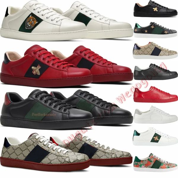 

outdoor designers shoes ace bee sneakers black white leather casual trainers embroidery tiger stars snake green red striped rno