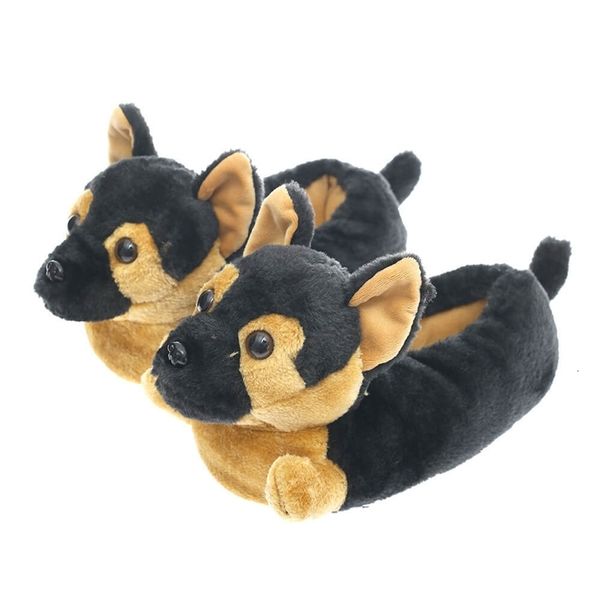

slippers millffy classic german shepherd plush dog animal black and tan costume footwear 230830