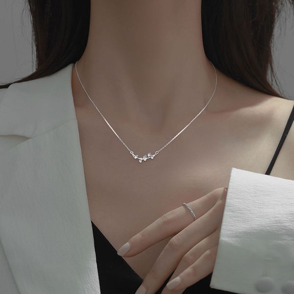 

ginkgo leaf necklace female s925 sterling silver light luxury niche pendant summer temperament high-grade sense clavicle chain without box