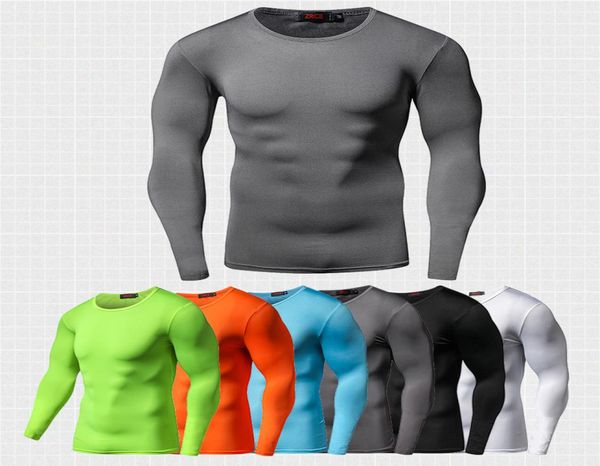 

designer new arrival quick dry compression shirt long sleeves training tshirt summer fitness clothing solid color bodybuild gym fit9964170, White;black