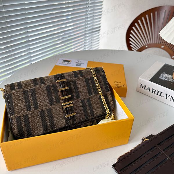 

Designer Womens Clutch Bags Metallic Letter Small Chain Handbags Purses Luxury Crossbody Shoulder Bag Amazing Quality with Box, Black