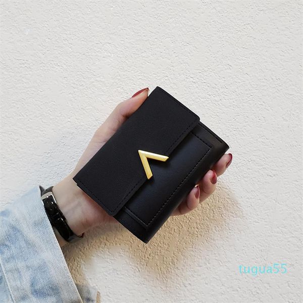 

designer wallet female short paragraph wild student wallet lady card bag three fold coin purse wallet trend280p, Red;black