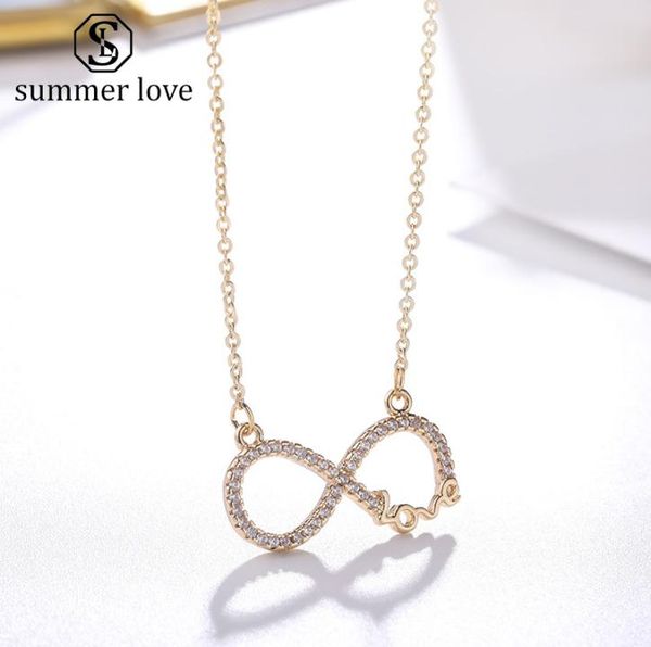 

925 sterling silver necklace forever love infinity heart love pendant gold plated zircon cz women necklace gift for mothers day4737248