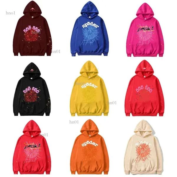 

555 spider hoodie designer women pullover pink red sp5der young thug hoodies men womens embroidered web sweatshirt joggers738, Black